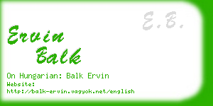 ervin balk business card